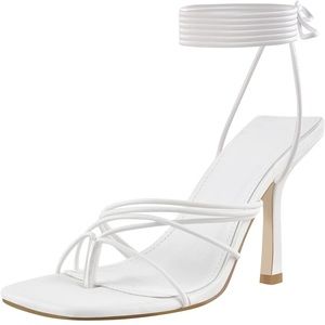 Women's Flip Flop Gladiator Lace Up Strappy Heel Sandals Square Toe